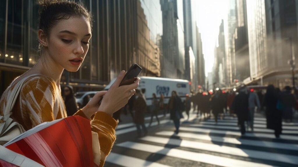 Femme traversant la rue